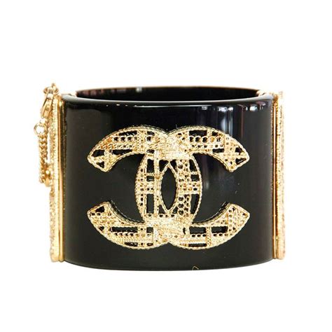 chanel bracelet cuff black|vintage Chanel cuff bracelet.